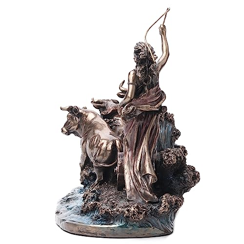 Estatua Gefjon Diosa Nórdica de Bronce 7.5 in miniatura 5