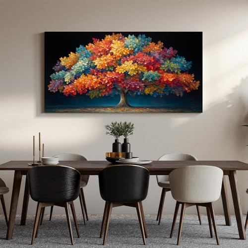 YISXINOAG Canvas Wall Art Colorful Canvas Art Tree of Life Wall Art Ready to Hang Modern Landscape Painting Colorful Tree Paintings Landscape Wall Decor for Bedroom, Dining Room Size 24"X48" by YISXINOAG - Used condition - Image 2