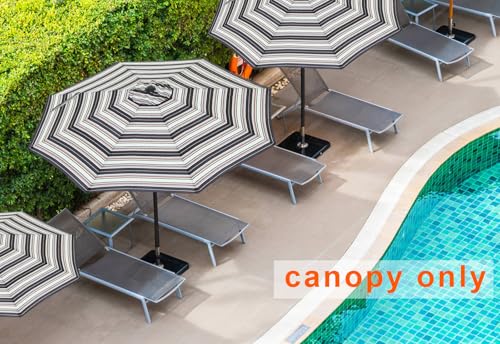 Image of MASTERCANOPY Patio Umbrella 9 ft Replacement Canopy for 8 Ribs-Black and Red stripe Canopy Only