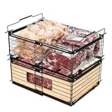 Spalivivre 2Pcs Freezer Organizer Bins, Expandable Stackable Chest Freezer Containers with Handle, Metal Adjustable Storage Baskets for Fridge, Deep Freezer, Cabinet, Pantry