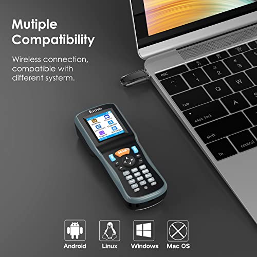 Eyoyo 2D-Lagerbestands-Scanner, Datensammler, tragbarer QR 1D kabelloser Barcode-Scanner, Handdatenterminal, Inventargerät mit 5,6 cm (2,2 Zoll) TFT-Farb-LCD-Bildschirm, funktioniert mit Warehouse