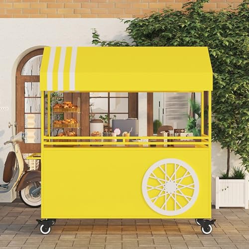 Chariot de nourriture portable en fer pour marché nocturne et centre commercial, station de vente mobile jaune pour promotions et événements