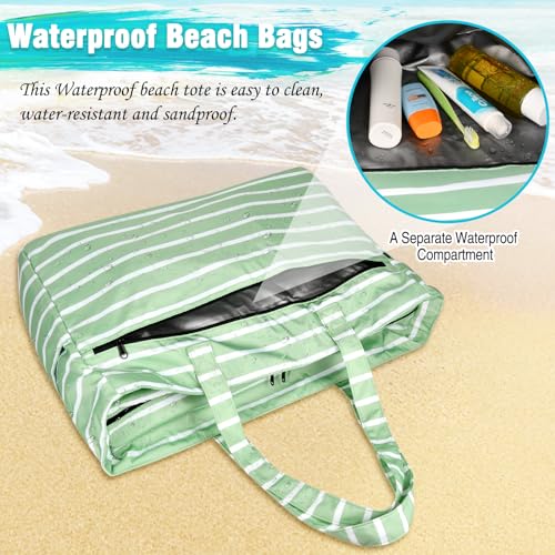 Image of HUANLANG Extra Large Beach Bag Waterproof Beach Totes Bags for Women Men,Pool Bag with Zipper Wet Pocket