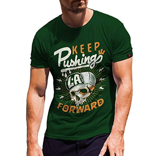 T-shirt Hiphop Game Keep Pushing Forward vert pour style streetwear USA