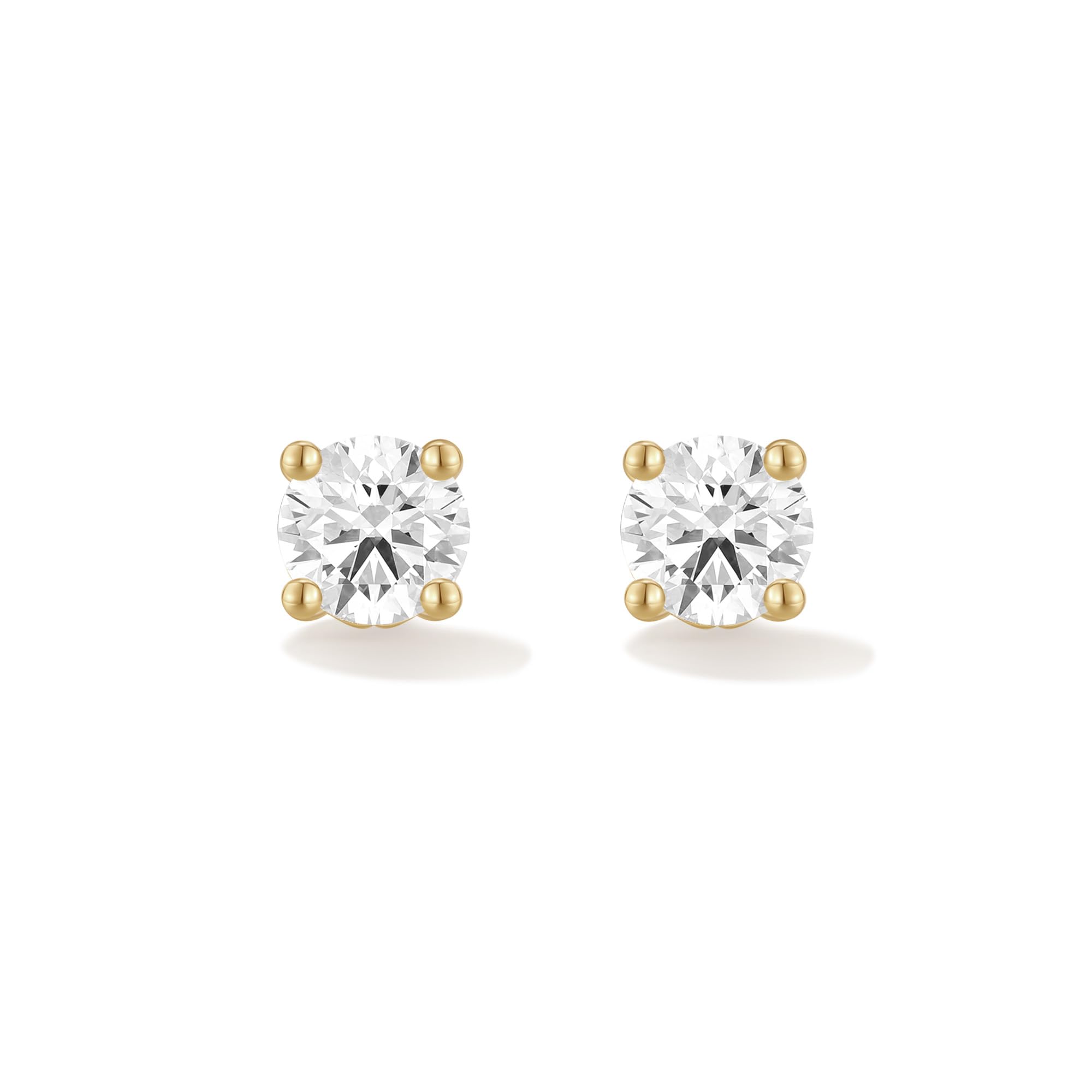 FANCIME Rund Ohrstecker mit 0.2-1 Ct Lab-Grown Diamant(Farben D-E, Reinheit VS) Vergoldet 925 Sterling Silber Ohrringe Ohrstecker Geschenke Schmuck für Damen Sie