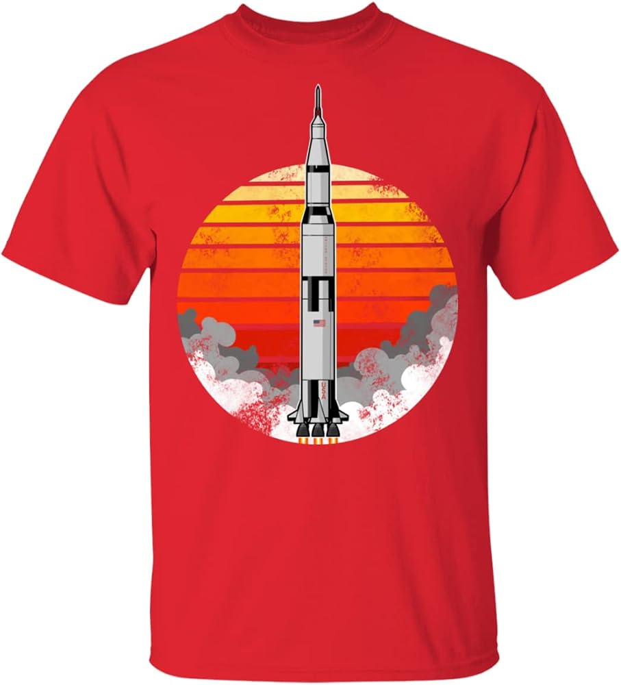 Men's Atlas V Rocket T-Shirt - Space Themed Graphic Tee, 100% Cotton, Ash Grey, Medium, Digital Print Design - View #2