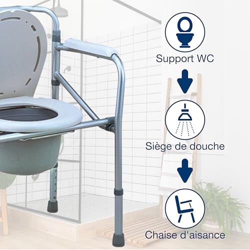 GIMA - Comoda WC per doccia, adatta anche come rialzo per WC, 27759 - 3