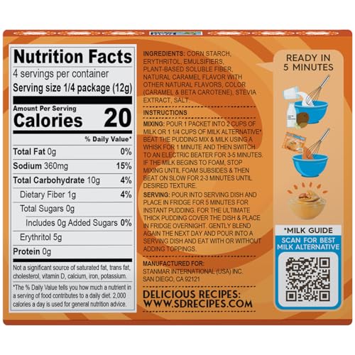 Image of Simply Desserts Salted Caramel Instant Pudding, Sugar-Free, 6-Pack - Healthy Dessert, Keto Snacks, Vegan & Diabetic-Friendly, Kosher, 1.7 Oz Ea