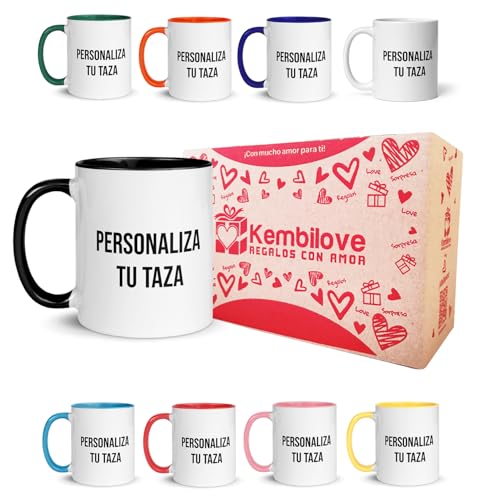 Kembilove Taza Personalizada con Foto y Texto – Con Caja de Regalo Bonita – Regalo Personalizado Original para Cumpleaños, Padres, Madres, Amigos, Profesores, Jubilación – Tazas Personalizadas