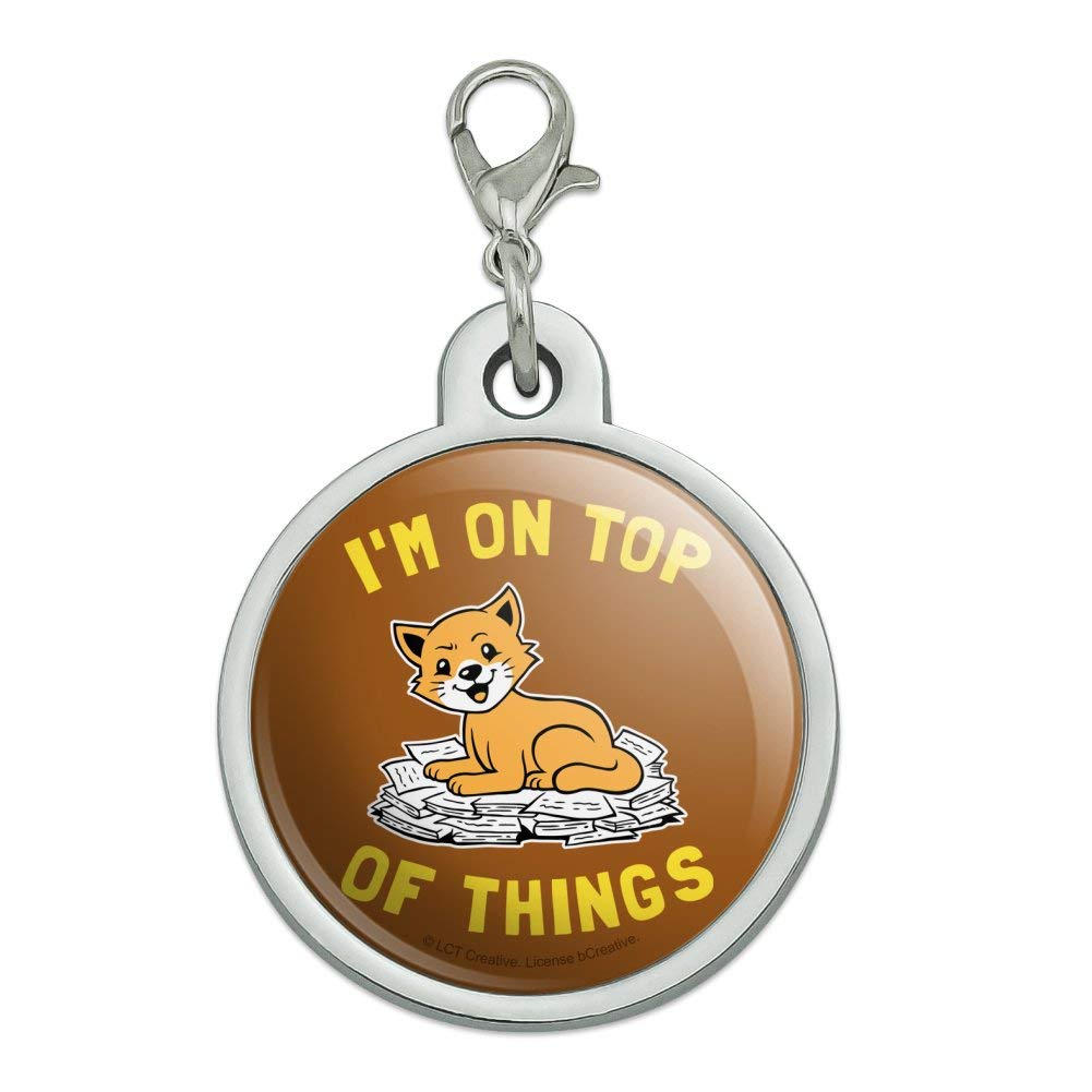 GRAPHICS & MORE I'm On Top of Things Cat Funny Humor Chrome Plated Metal Pet Dog Cat ID Tag
