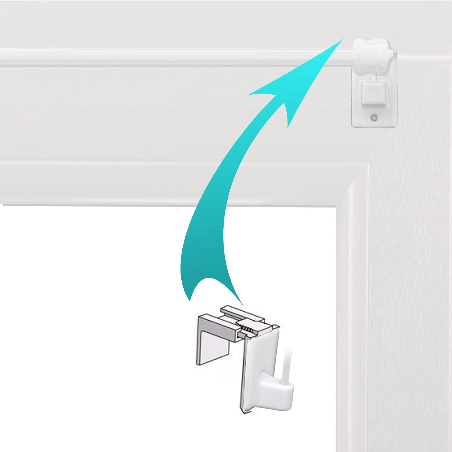 Byour3 - Coppia Bastoni per tende con molla a Pressione per Porta Finestra Astine Senza Forare Bacchette Estensibili Regolabili Tende tendina x Vetro per Camere Bagno Soggiorno (Bianco da 24 a 37 cm)