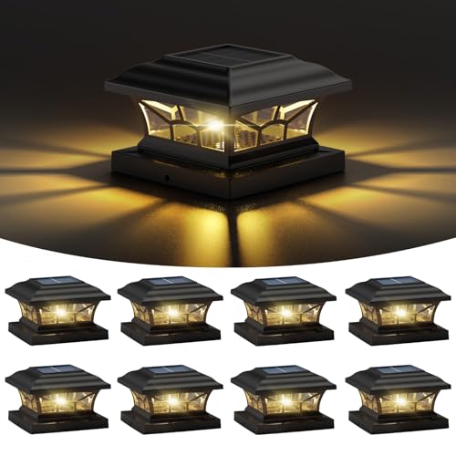 DAMAYCA 8 Pack Solar Post Cap Lights Outdoor...