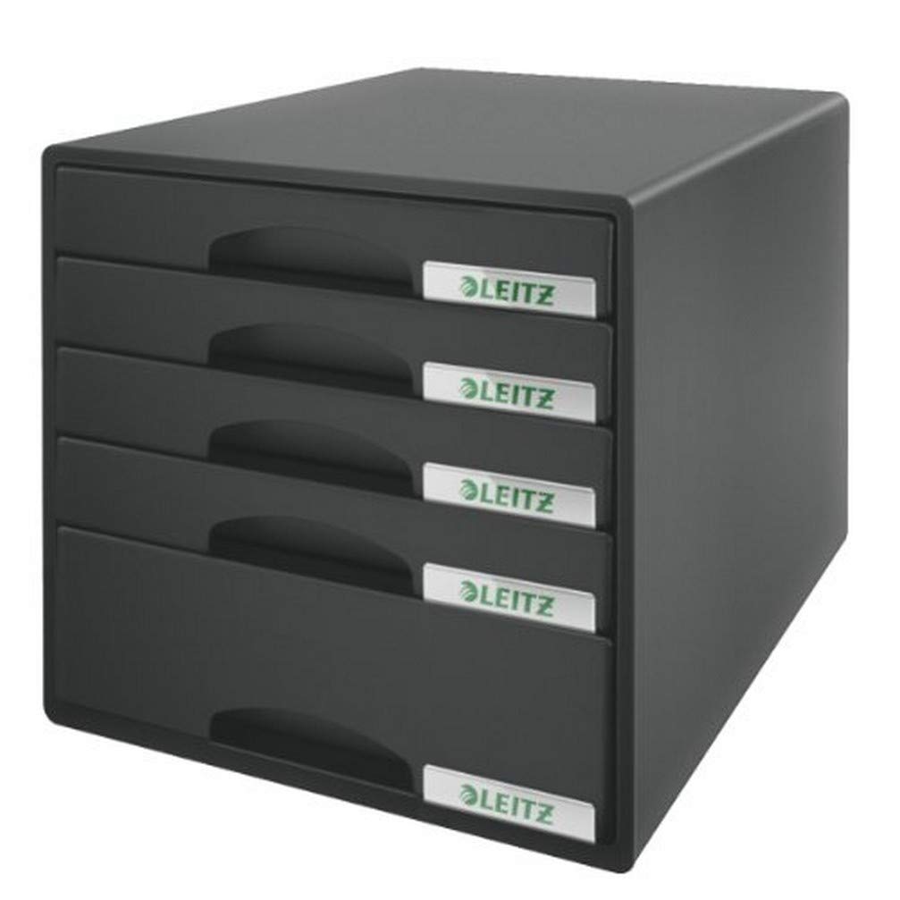 Leitz Plus 52110095 - Buc de cajones, A4, 5 cajones, Negro, Plástico