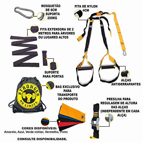 BE STRONGER Suspensão, Fita de Treinamento Adulto Unissex, Amarelo (Yellow), 2 m