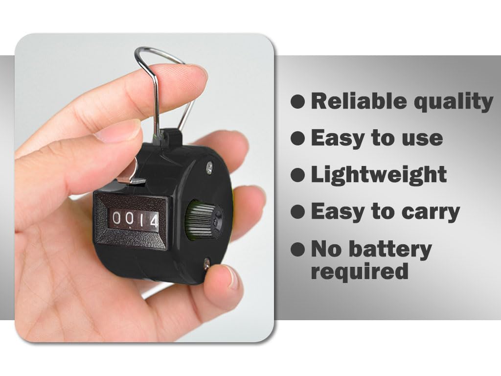Contador Manual Mecánico de 4 Dígitos, 8 Piezas, Podómetro para Tejer, Golf y Remo, Negro