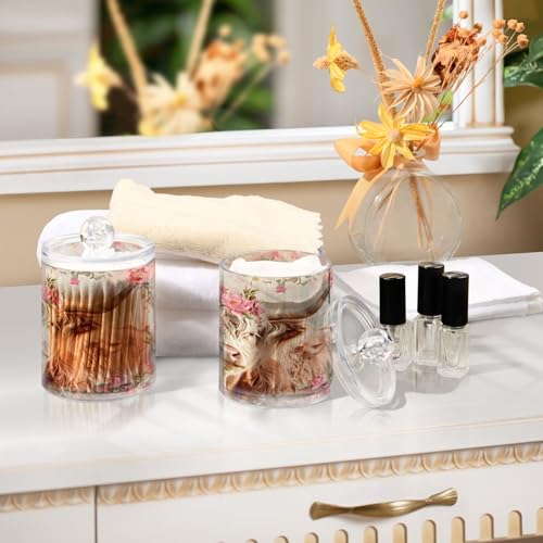 Tarros de baño de vaca de las tierras altas con tapas protectoras para cosméticos 5