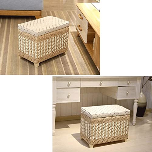 Tabouret de chambre à coucher en lin pour organiser le linge et les plaids - 6