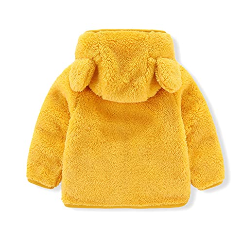 Kids Fleece Sweatshirt Jacket Long Sleeve Thick Warm Hooded Jacket Fall Winter Sweater Outfits (Yellow, 3-4 Years)2