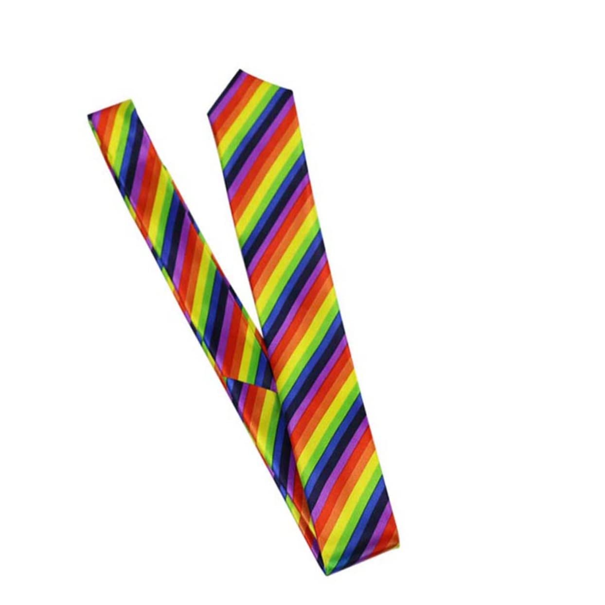 NOLITOY 3pcs Rainbow Stripe Suspender Bow Tie Set Elastic Suspenders for Jeans Blue Bow Tie Unisex Party Costumes