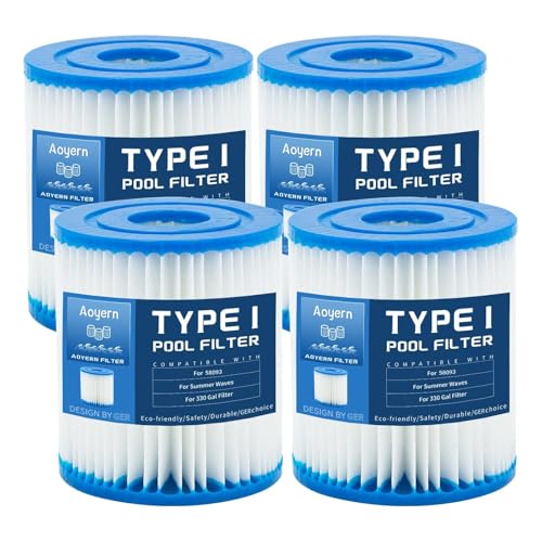 Aoyern Pool Filters Size 1 Swimming Filter Cartridges 58381 Type I Filter Cartridge for Inflatable Pool Filter. (4PCS)