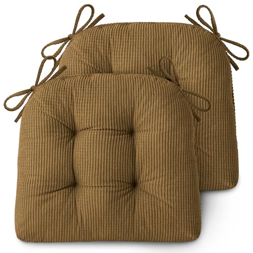 AddGrace Dining Chair Cushions Set of 2 Non-Slip 18"x16"x3" Khaki