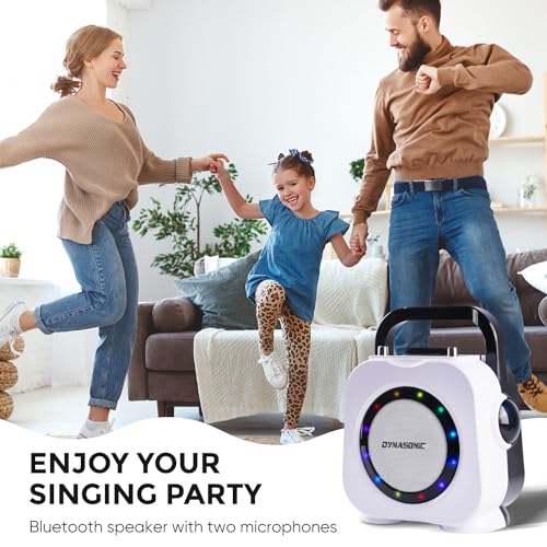 Miniatura 3 de DYNASONIC USB Karaoke con microfono, Regalos Originales para niños niña, Altavoz Recargable|Ligero|Portátil, Juguetes niña 4-13 años (Negro)