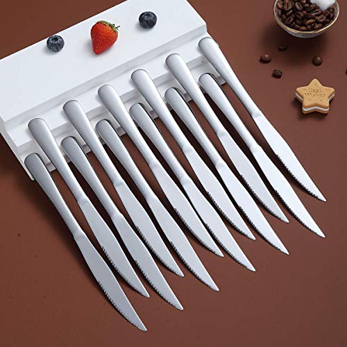 Steak Knife Set, Kyrtaon Serrated Knife, Stainless Steel Sharp Knives Set, Dinner Knifes Set of 8, Dishwasher Safe Sturdy and Easy to Clean - Image 4