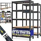 Monzana® 2x 5 Tier Heavy Duty Garage Shelving Unit Shed Racking Galvanised Steel Metal Shelving Units Storage Shelves Warehouse Shed Rack Workshop Shelf Unit Garage Storage 180x90x40cm Black