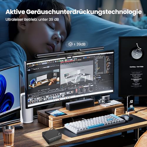 iProda Mini-PC 12. Generation Alder Lake N100 Prozessor (bis zu 3,4 GHz), 8 GB DDR4, Windows 11 Home Mini-Computer mit 256 GB SATA SSD 4K Dual Display Micro-PC WiFi6/Bluetooth 5.0/USB3.2 (Grau)