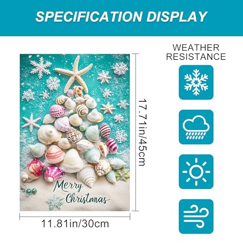 Image of BlissYard Christmas Seashell Tree Garden Flag 12x18 Inch Polyester