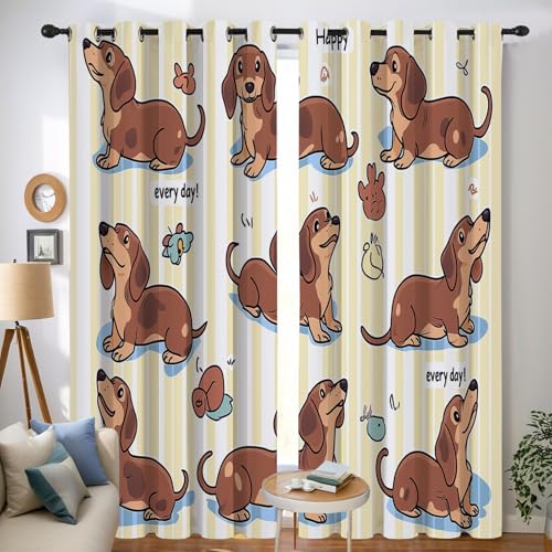 Rideau occultant teckel thermique isolant marron 140x220 cm oeillets - 3