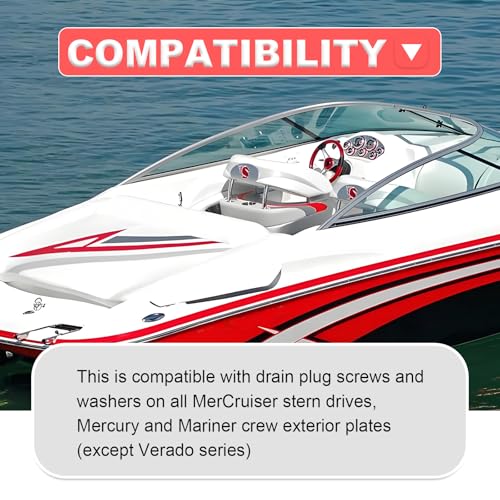 Image of 2 PCS Marine Magnetic Gearcase Drain Plug Compatible with Mercury Mercruiser Bravo Alpha1Gen2 Non-Magnetic Gearcase Screw & Gasket Replace 10-79953Q04 10-79953Q2 10-79953A2 18-2244