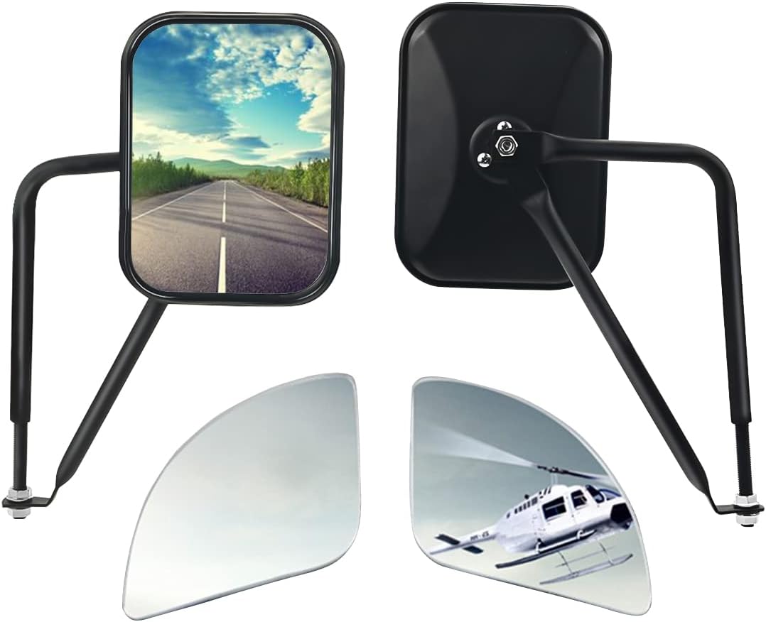 Jeep Wrangler Doors Off Mirrors - Wide Angle, Anti-Shake, Easy Install Square Mirrors for Safe Driving