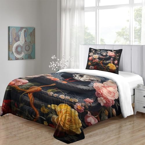 Housse de couette serpent 3D microfibre douce et résistante 3 pièces 135x200cm - 6