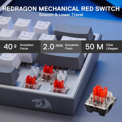 Image of Redragon CB201 Gaming Keyboard & Mouse Combo, 61 Keys K617 Wired RGB Gaming Keyboard and 8000 DPI Wired M612 Gaming Mouse Bundle, White