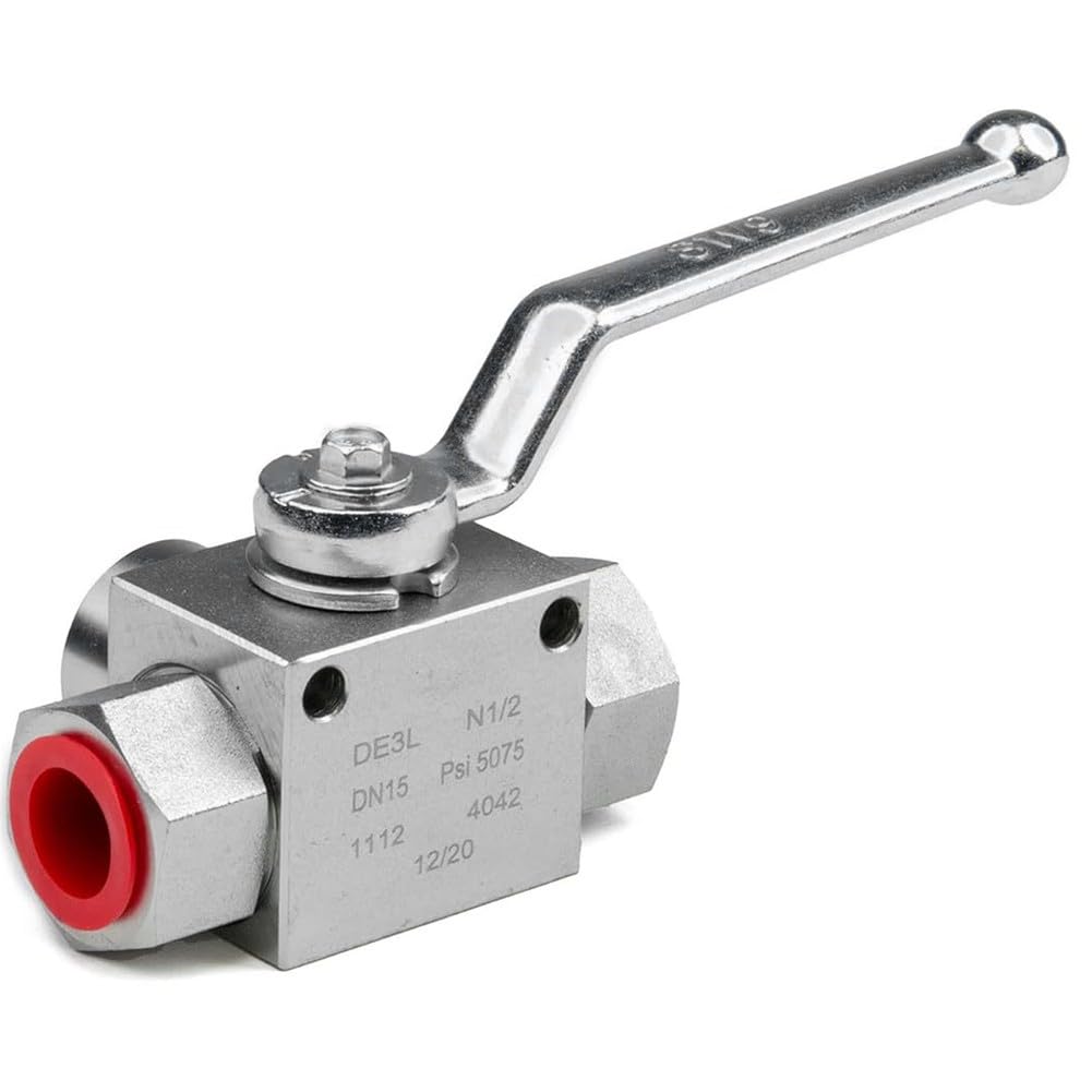 SPORTARC Robinet à boisseau sphérique hydraulique, 3 voies, vanne haute pression, NPT 1/2 en acier au carbone, 7250 PSI pour huile, eau, gaz