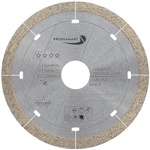 PRODIAMANT FD30 CleanRim - Disco de diamante para azulejos (115 mm, para gres porcelánico fino, gran formato, piedra natural, mármol, pizarra y granito)