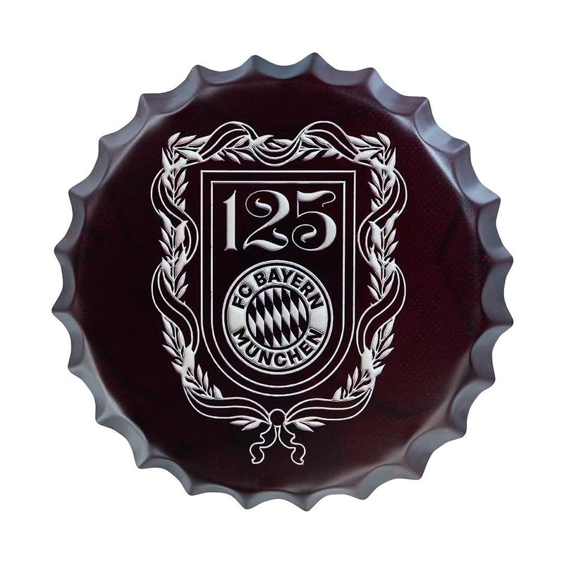 Image of EAZYWAGON Decorative Metal Bottle Caps Wall Sign Plates - 14X14 Inches - Bay ern Munich 125 | Metal Wall Hanging Bottle Cap for Home, Farmhouse, Bar & Cafe Decoration | Vintage & Retro Look Plaques
