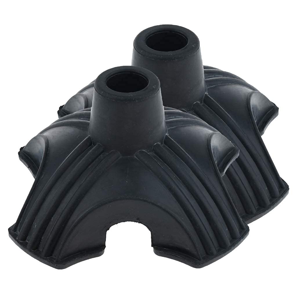 Paquete de 2 Base de Punta de Repuesto de Goma cuádruple Antideslizante para bastón de Ancianos bastón muletas Familia de 7/8 Pulgadas Present