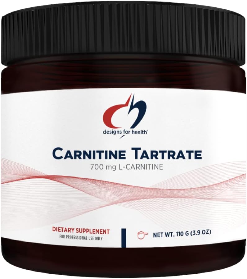 Designs for Health Carnitine Tartrate Powder - 700mg L-Carnitine Tartrate Supplement - Pleasant, Tart-Tasting Powdered Carnitine Drink Mix - Non-GMO + Vegetarian (100 Servings / 100g)