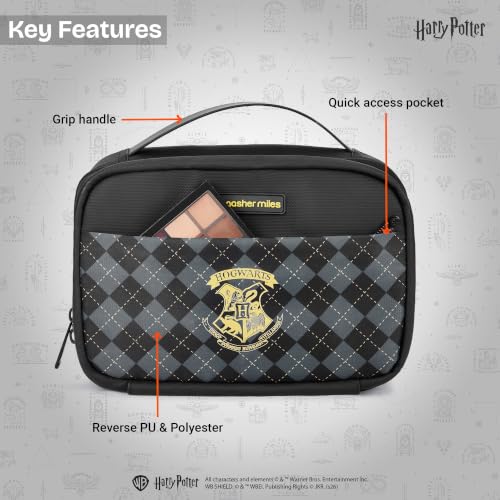 Image of Harry Potter x Nasher Miles Hogwarts Toiletry Kit | Cosmetic Bag | Reverse PU & Polyester | Travel Pouch | Multipurpose Storage Compartments & Carry Handle | Travel Accessory for Men & Women (Black)