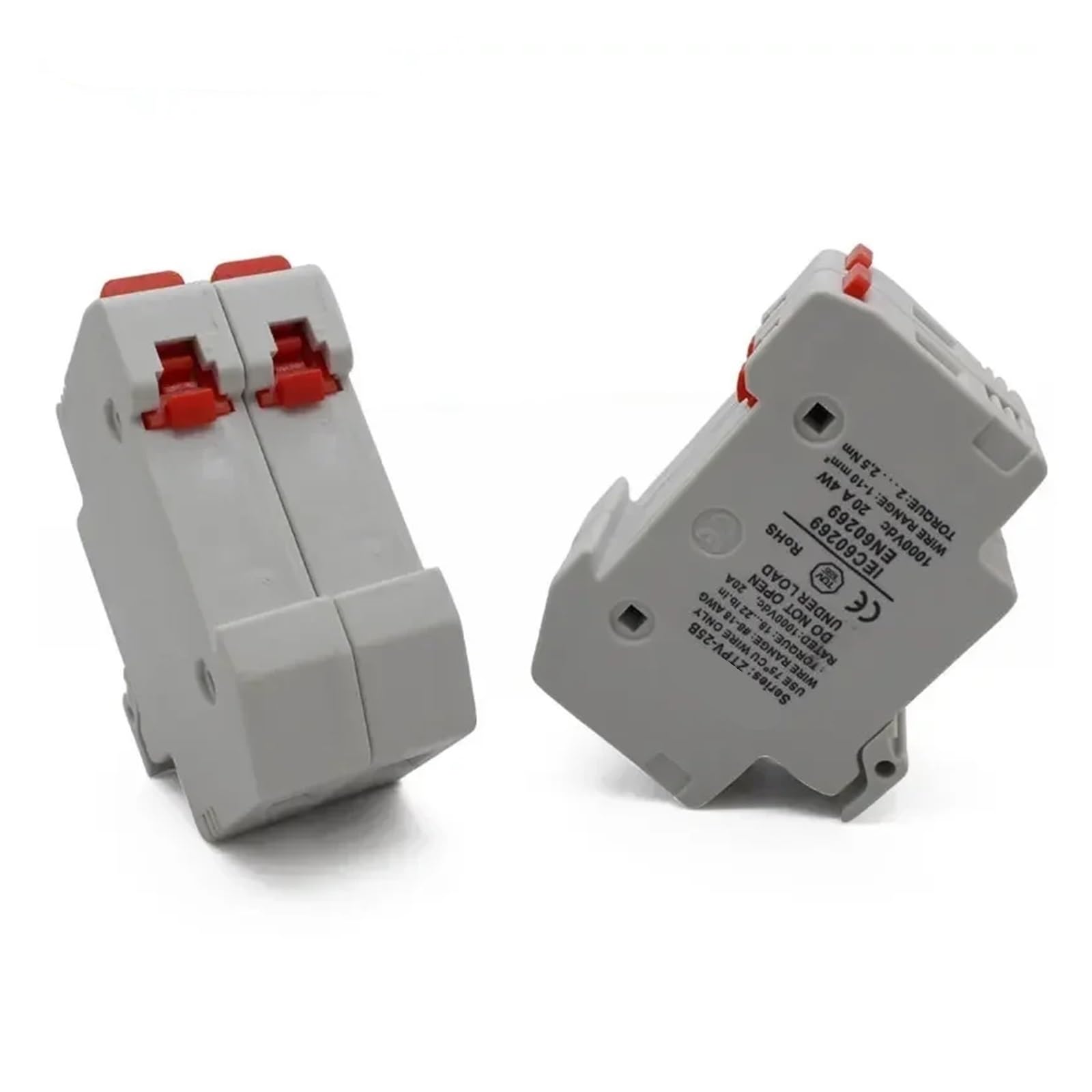 Zestaw 100 uchwytów bezpieczników równoległych DC 2-biegunowy i 1000 V, 10 x 38 mm + A - 32 A, do PV(50 zestaw 2 A)