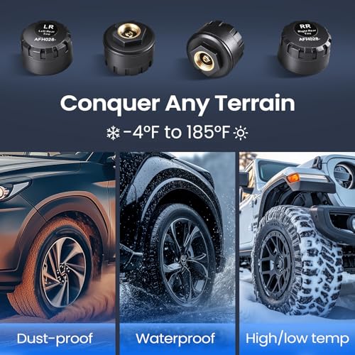 Tymate TM8 Tire Pressure Monitoring System, Wireless Solar TPMS with 4 External Sensors & 6 Alarm Modes, Colorful Display, Easy to Intall on Windshield, Ideal for RV Sedan SUV MPV Truck (0-87 PSI) - Image 8