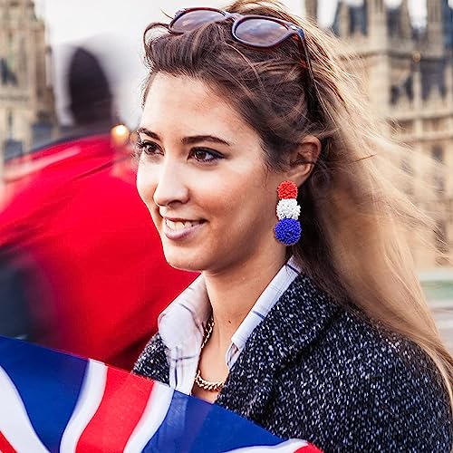 Ball Beaded Earrings Red White Blue Bead Earrings For Women Girls America Independence Day Drop Dangle Earrings 4Th Of July Jewelry Gifts (Red White Blue) #TOP3