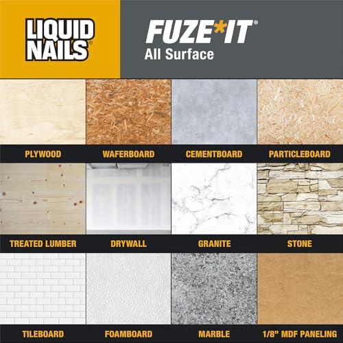 Liquid Nails 56198673380 LN-2000 FuzeIt All Surface Construction Adhesive (9-Ounce) , Gray