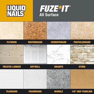 Liquid Nails 56198673380 LN-2000 FuzeIt All Surface Construction Adhesive (9-Ounce) , Gray