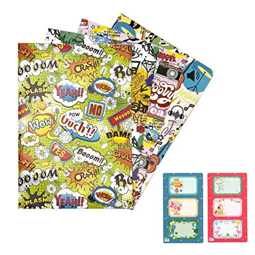 ARKRAFT Papier d'emballage 4 feuilles XXL comprend 6 autocollants (F4 03) Cover
