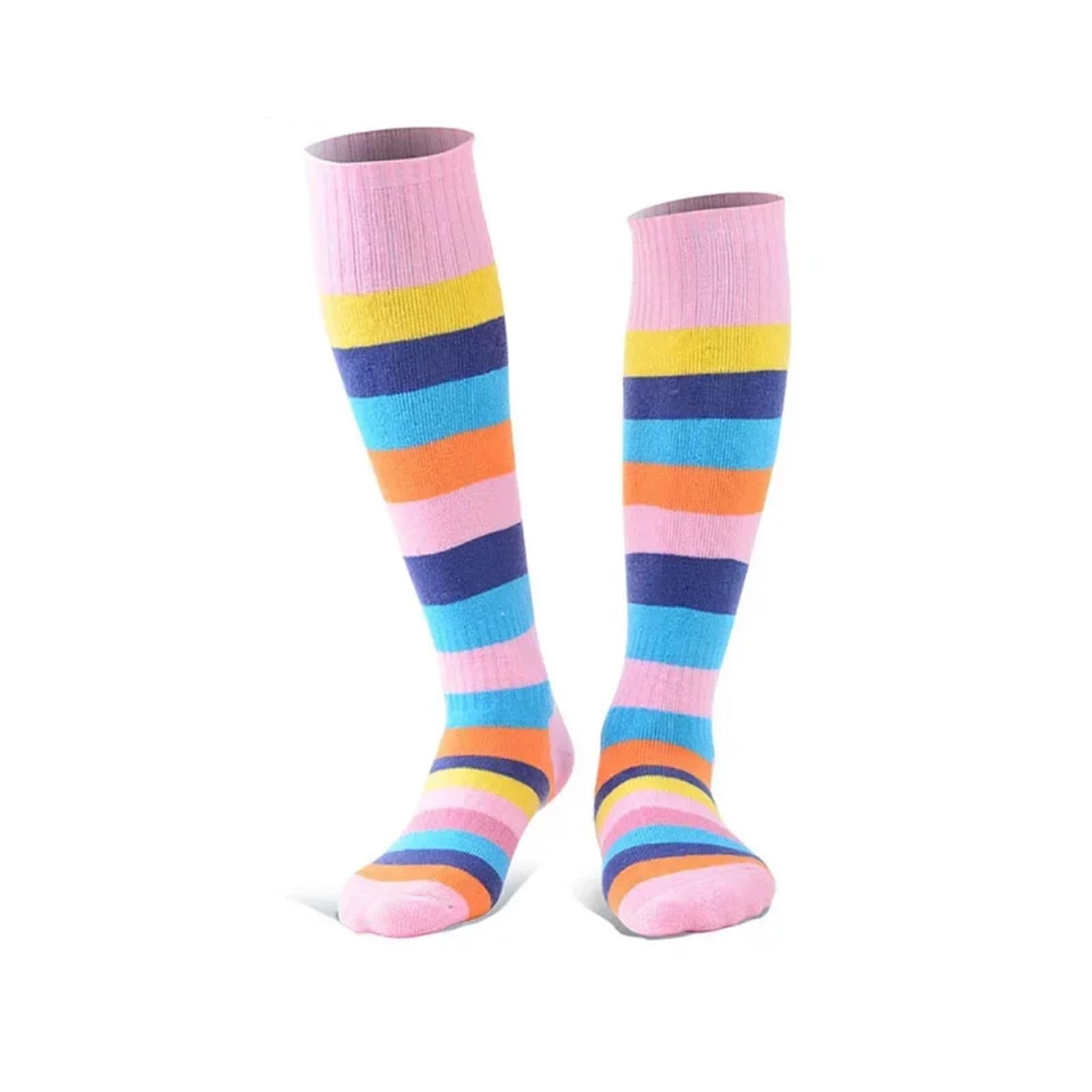 Chaussettes Thermiques, 20 Paires de Chaussettes Ski Longues Rayures Enfants Roller randonnée et Bas(Pink,-3336)