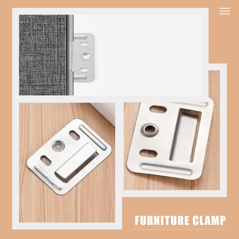 Image of Angoily 100Pcs Wall Buckle, Interlocking Panel Clips PVC Wood Wallboard | 1.69 inch Drywall Repair Bracket Secure Plate to Wall, Stainless Steel Hanger Clamp Fasteners Hardware