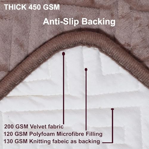 Image of HOMETHREADS Innovative Premium Velvet Sofa Cover Mat with PVC Backing for Non-Slip Comfort | (Brown Vrsh, 1 Seater | 70x70cm)